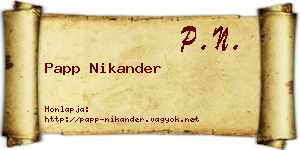 Papp Nikander névjegykártya